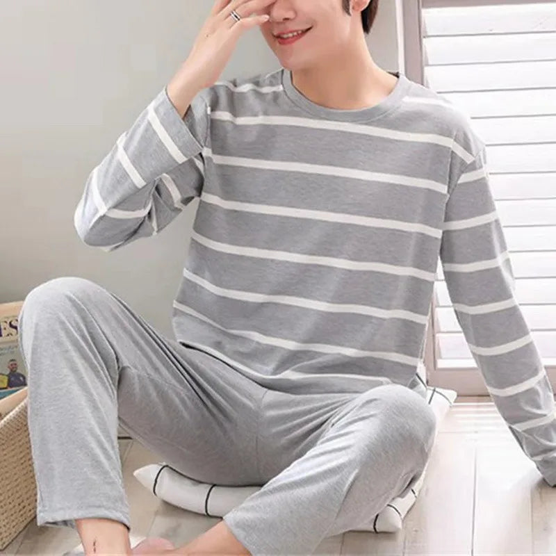 Winter Warm Flannel Pajama Set Men Long Sleeve Thick For Men Coral Velvet Cute Cartoon Sleepwear Suit Pyjamas Homewear New