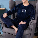 Winter Warm Flannel Pajama Set Men Long Sleeve Thick For Men Coral Velvet Cute Cartoon Sleepwear Suit Pyjamas Homewear New