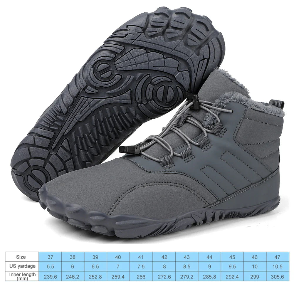 Winter Warm Jogging Sneakers Women Men Rubber Running Barefoot Shoes Waterproof Non-Slip Breathable for Trekking Climbing