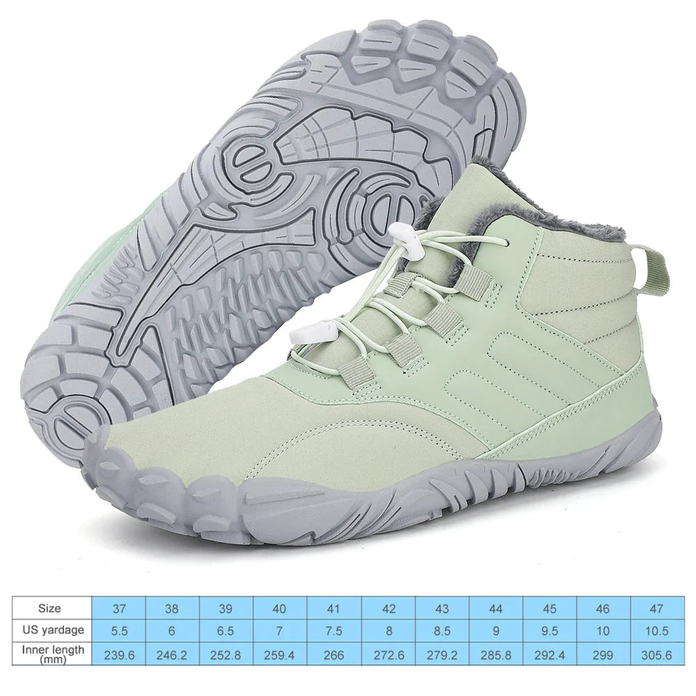 Winter Warm Jogging Sneakers Women Men Rubber Running Barefoot Shoes Waterproof Non-Slip Breathable for Trekking Climbing