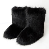 Winter Women Fluffy Faux Fox Fur Boots Woman Plush Warm Snow Boots Luxury Footwear Girls Furry Fur Bottes Fashion Winter Shoe