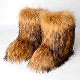 Winter Women Fluffy Faux Fox Fur Boots Woman Plush Warm Snow Boots Luxury Footwear Girls Furry Fur Bottes Fashion Winter Shoe