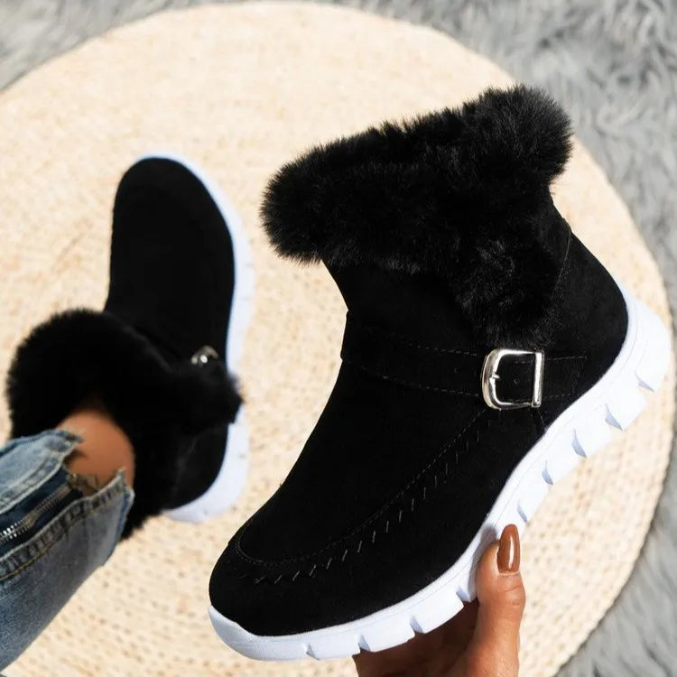 Winter Women Fur Warm Chelsea Snow Boots Casual Shoes New Short Plush Suede Ankle Boots Flats Gladiator Sport Ladies Botas Mujer