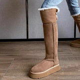 Winter Women's Keep Warm Short Plush Flat Suede Snow Boots New Platform Knee High Boots for Women Outdoor Casual Cotton Shoes