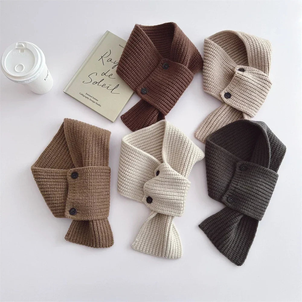 Winter boys girls fashion Korean style solid color knitted  scarf Children all-match warm neckerchief