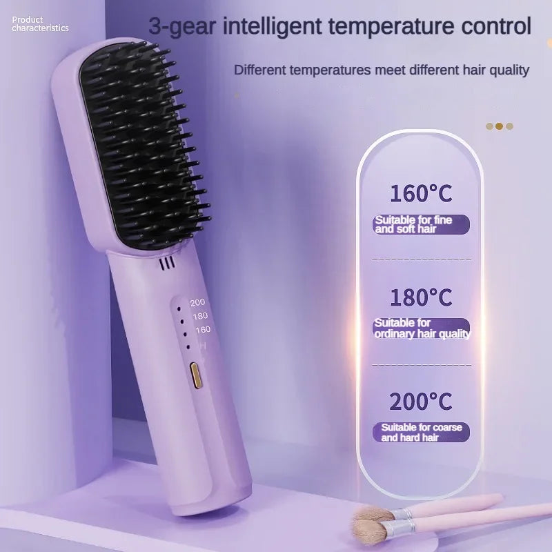 Wireless Hair Straighteners 3200mAh Mini Hot Comb Dryer and Straightening Brush Hair Styling Appliances Hot Comb Straightener