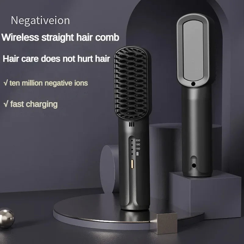 Wireless Hair Straighteners 3200mAh Mini Hot Comb Dryer and Straightening Brush Hair Styling Appliances Hot Comb Straightener