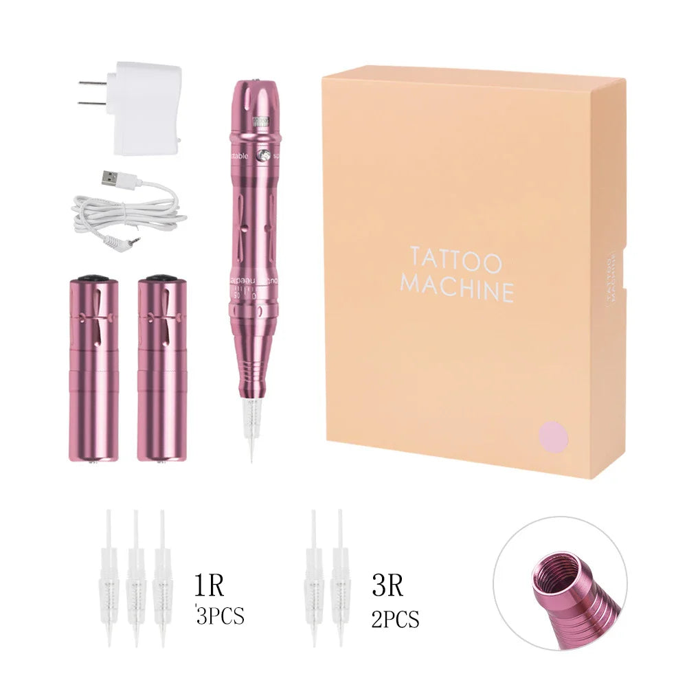 Wireless Permanent Makeup Machine Kit Micropigmentation Microblading Pen Eyebrow Tattoo Kit With 2 Battery 5pcs Cartridge Needle