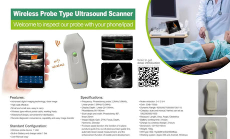 Wireless Ultrasound Probe scanner portable Bluetooth machine WIFI ultrasound scanner Machine support iOS Android Windows