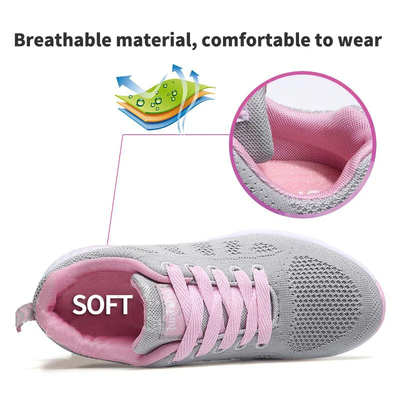 Woman Tennis Shoes Fashion Tenis Feminino Lace-Up White Sport Shoes Female Sneakers Light Breathable Women Flats Outdoor Shoes