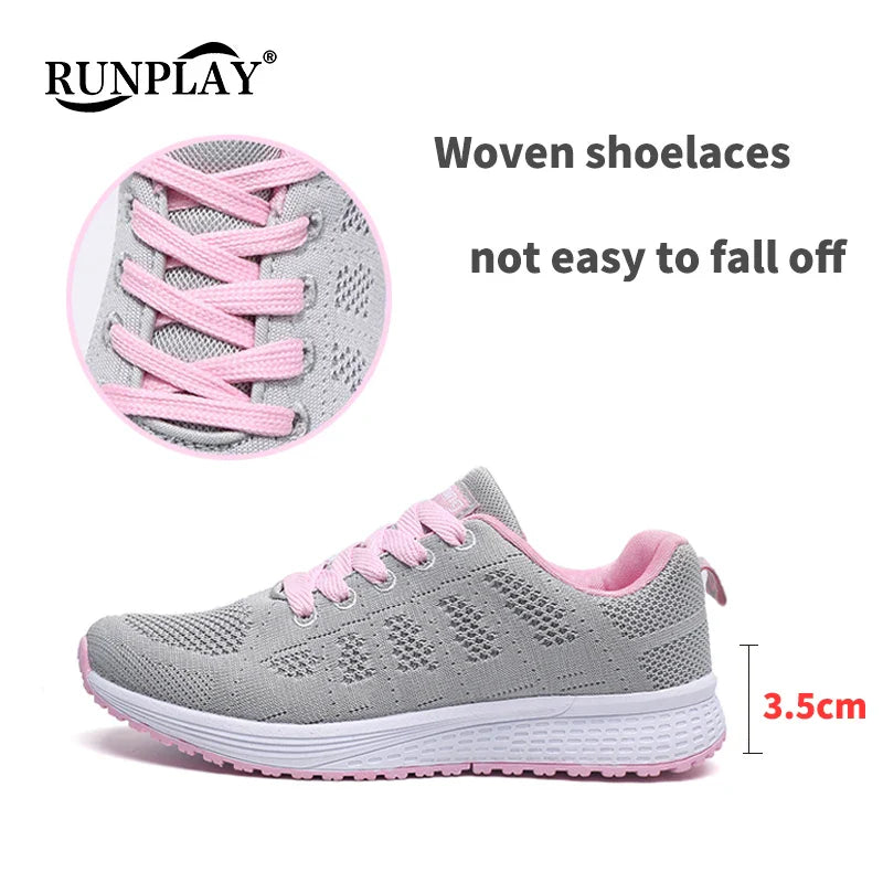 Woman Tennis Shoes Fashion Tenis Feminino Lace-Up White Sport Shoes Female Sneakers Light Breathable Women Flats Outdoor Shoes