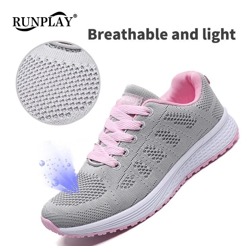 Woman Tennis Shoes Fashion Tenis Feminino Lace-Up White Sport Shoes Female Sneakers Light Breathable Women Flats Outdoor Shoes