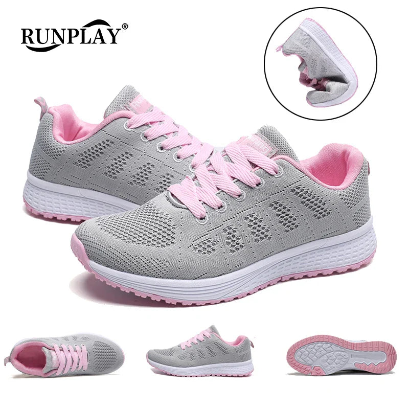 Woman Tennis Shoes Fashion Tenis Feminino Lace-Up White Sport Shoes Female Sneakers Light Breathable Women Flats Outdoor Shoes