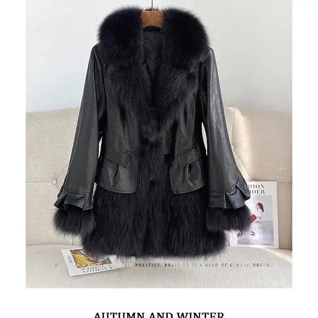 Women 2023 Winter New Imitation Fox Fur Simulation Leather Coat in The Long Ruffled Fashion Young Fur Coat