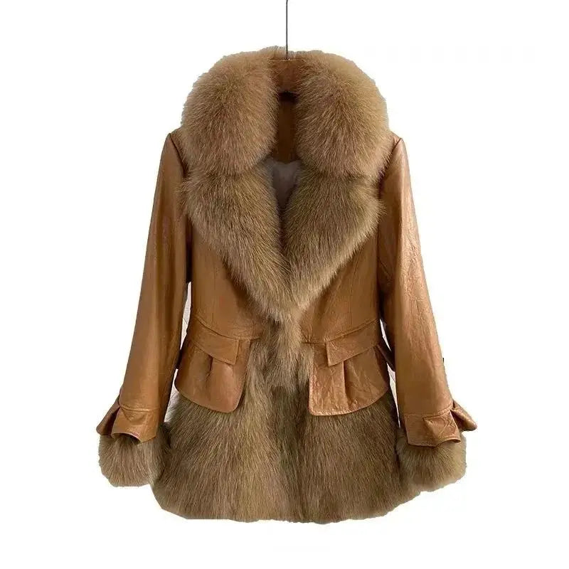 Women 2023 Winter New Imitation Fox Fur Simulation Leather Coat in The Long Ruffled Fashion Young Fur Coat