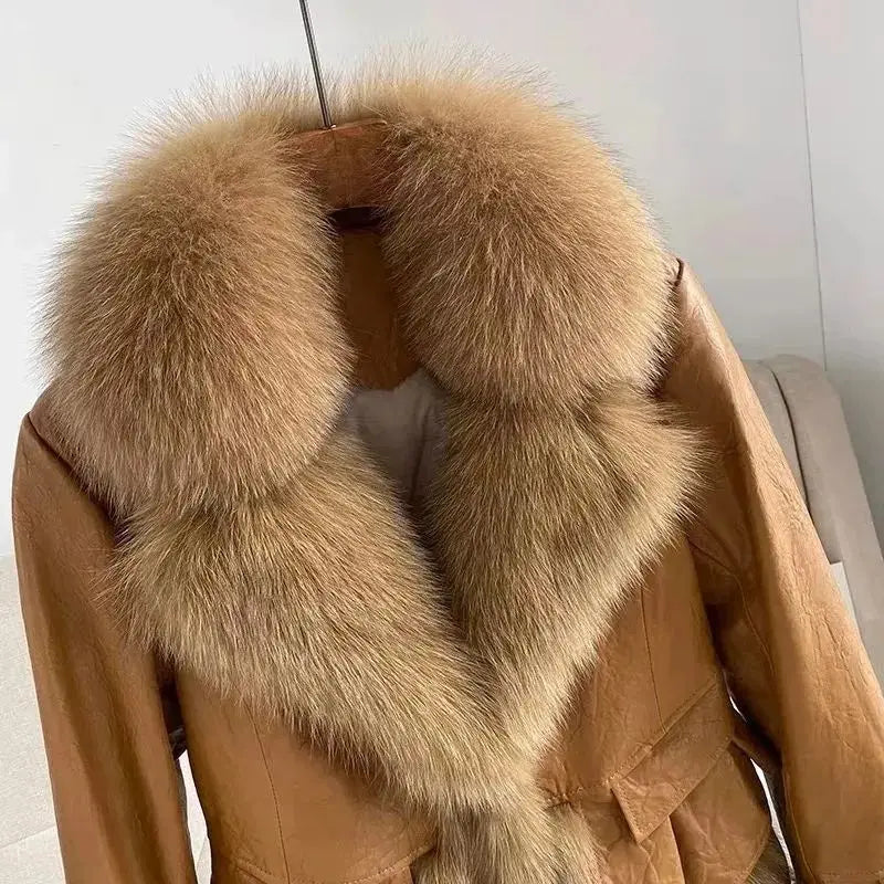 Women 2023 Winter New Imitation Fox Fur Simulation Leather Coat in The Long Ruffled Fashion Young Fur Coat