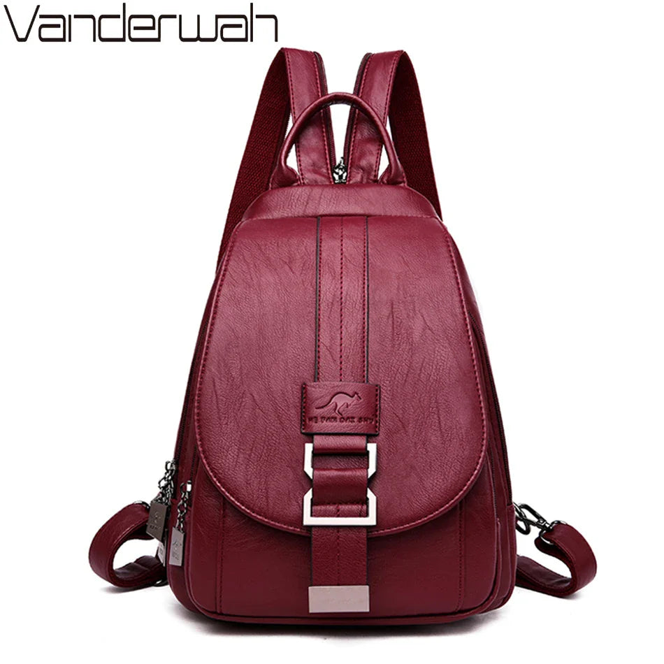 Women Anti theft Backpack High Quality Leather School Shoulder Bags For Teenage Girls Multifunction Backpack Ladies Chest Bag