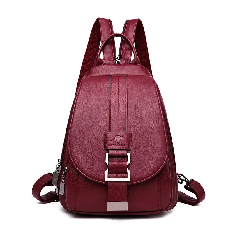 Women Anti theft Backpack High Quality Leather School Shoulder Bags For Teenage Girls Multifunction Backpack Ladies Chest Bag