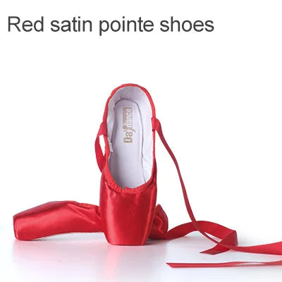 Women Ballet Dance Shoes Child and Adult Ballet Pointe Dance Shoes Professional with Ribbons Shoes Satin Canvas Shoes Sneakers