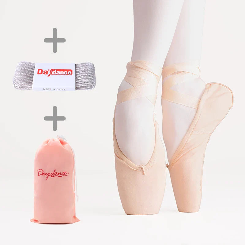 Women Ballet Dance Shoes Child and Adult Ballet Pointe Dance Shoes Professional with Ribbons Shoes Satin Canvas Shoes Sneakers