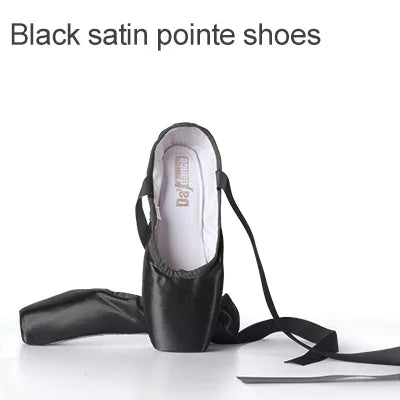 Women Ballet Dance Shoes Child and Adult Ballet Pointe Dance Shoes Professional with Ribbons Shoes Satin Canvas Shoes Sneakers