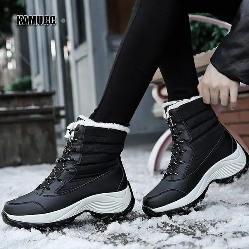 Women Boots Waterproof Winter Shoes Women Snow Boots Platform Keep Warm Ankle Winter Boots With Thick Fur Heels Botas Mujer 2019