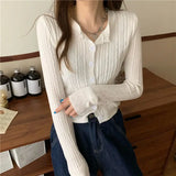 Women Cardigans Casual All Match Long Sleeve Female Harajuku Solid Single Breasted Aesthetic Office Lady Button Up Fashion Top