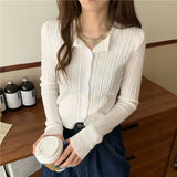 Women Cardigans Casual All Match Long Sleeve Female Harajuku Solid Single Breasted Aesthetic Office Lady Button Up Fashion Top