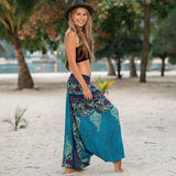 Women Causal Print Hippy Baggy Sari Wide Leg Pants Boho Beach Bloomers Bohemian Style Thailand Indian Sarees Loose Trousers