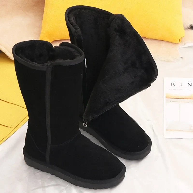 Women Classic Ladies Girls Winter Snow Boots 2023 Waterproof Warm Genuine Leather Fur Australia Plus Velvet Knee High  Winter