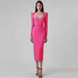 Women Elegant Bandage Dress 2023 New Sexy Bodycon Clothes Club Party Celebrity Midi Dresses