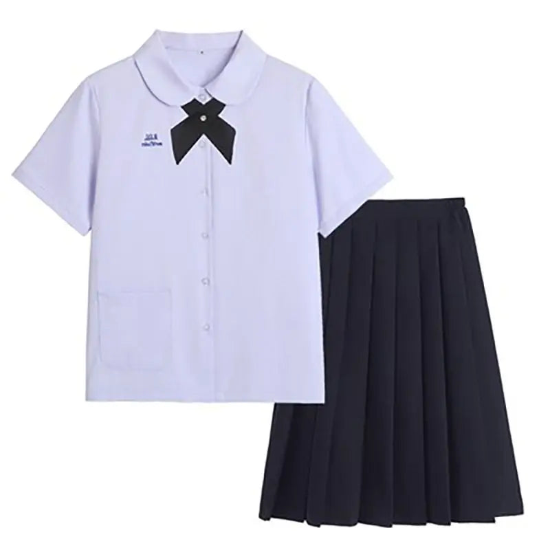 Women Girls JK Uniform Thai Style School Uniforms Seifuku Short Sleeve Embroidered Shirt Three-piece Set Pleated Skirt Student