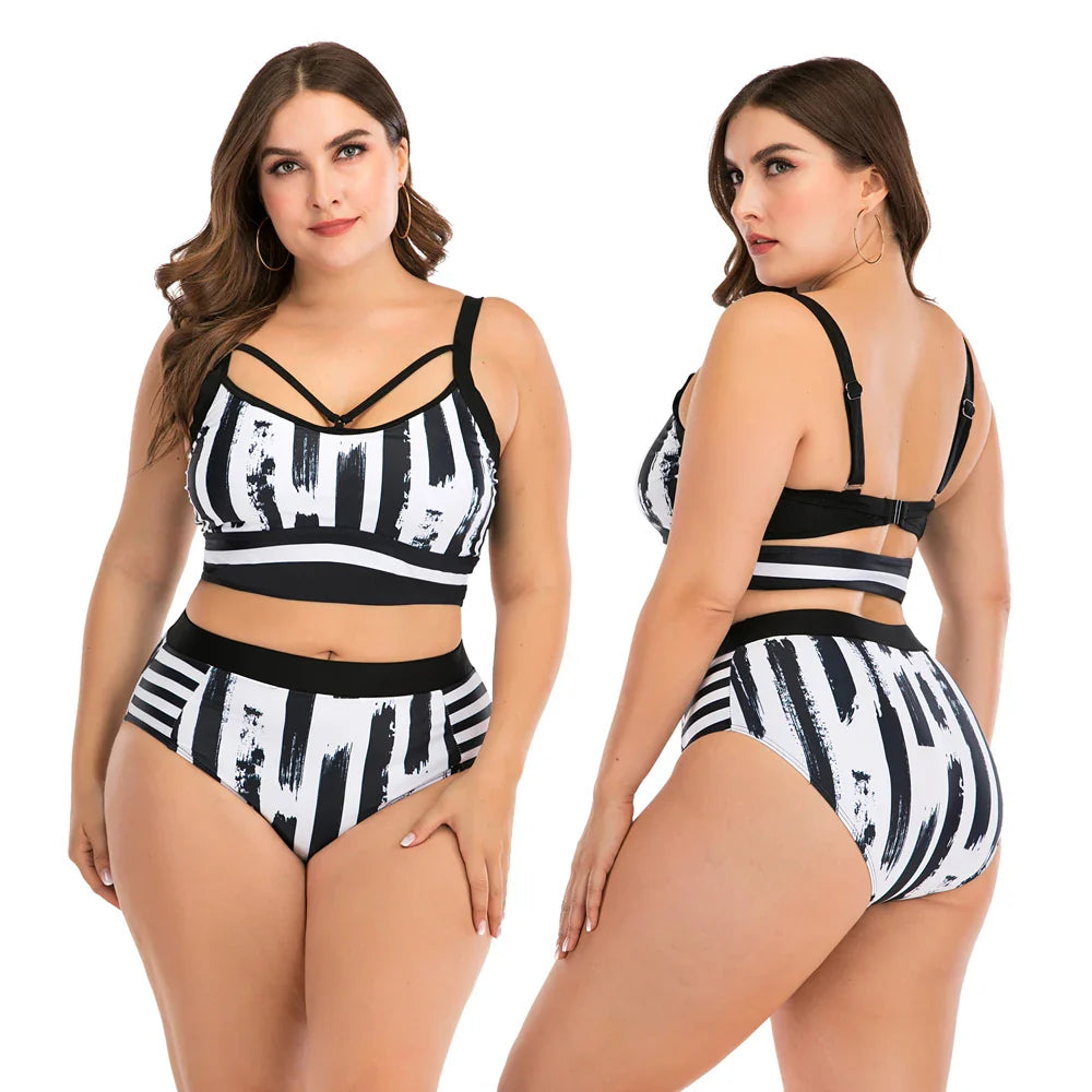 Women High Waist Bikinis set Swimsuit Plus size Swimwear Large Big Plussize New  Swimming Suits Beachwear Wear For Female