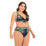 Women High Waist Bikinis set Swimsuit Plus size Swimwear Large Big Plussize New  Swimming Suits Beachwear Wear For Female