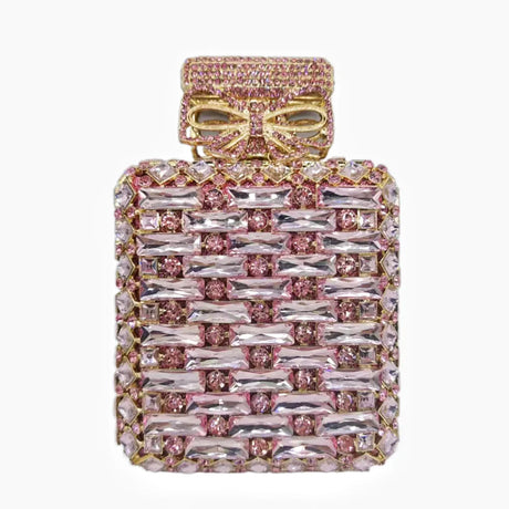 Women Perfume Bottle Gold/Orange Crystals Clutch Purse Evening Bags Bridal Rhinestones Purses Party Wedding Diamond Day Clutches