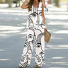 Women Print Suit Pullover Sleeveless Round Neck Top Wide Leg Pants Set Two Piece Set New Loose Casual Women's Clothing Summer