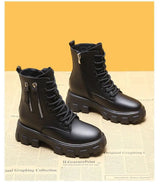 Women'S New Korean Version Plus Velvet Autumn And Winter Plus Size Cotton Shoes Martin Boots Increased Thick-Soled Boots.