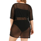 Women Sexy Sheer Cover-up Dress Plus Size See-through Gauze Slim Beach Skirt Bikini Swimwear Breathable Rash Guard Beachwear