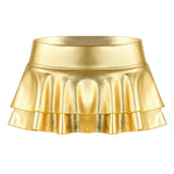 Women Shiny Metallic Low Rise Ruffled Pole Dance Shorts Skirt Leather Club Party Dancing Festival Rave Costume Sexy Mini Skirts