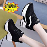 Women Spring Casual Platform Shoes Fashion High Heels Woman Wedges Sneakers Shoes 8 CM Heigh Increasing Outdoor White Shoes