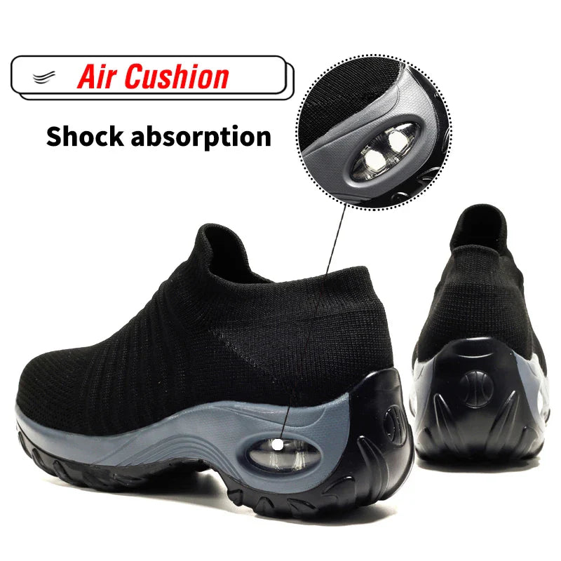 Women Tennis Shoes Air Cushion 5CM Height Increase Sports Sneakers Breathable Female Walking Sock Shoes Thick Bottom Platforms