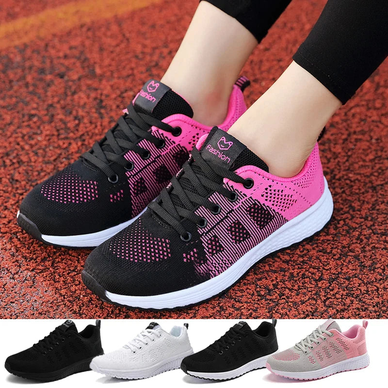 Women Tennis Shoes Breathable Mesh Woman Sports Shoes Light Outdoor Jogging Walking Sneakers Lace-up Female Footwear Flats Shoes