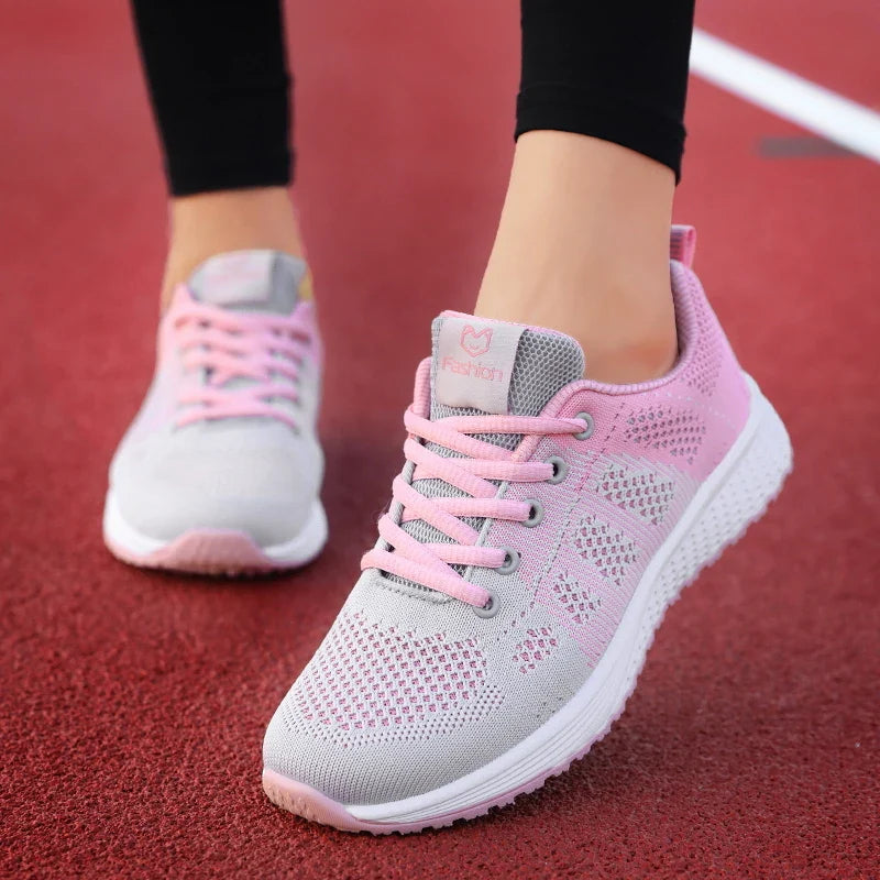 Women Tennis Shoes Breathable Mesh Woman Sports Shoes Light Outdoor Jogging Walking Sneakers Lace-up Female Footwear Flats Shoes