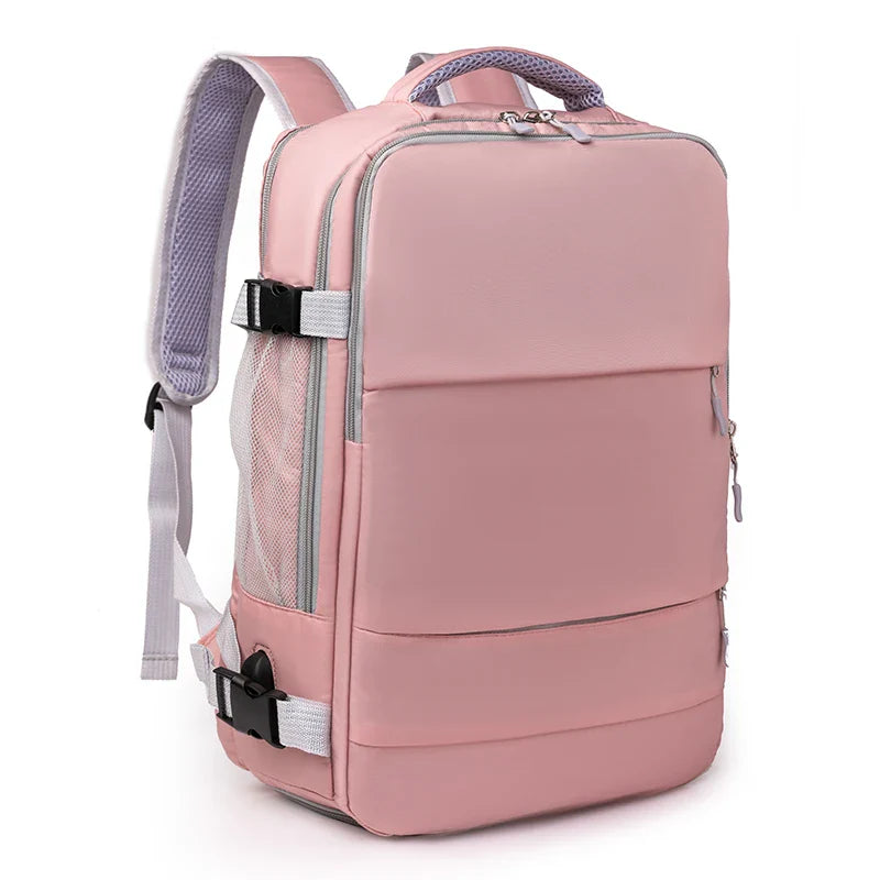 Women Travel Backpack Water Repellent Daypack Teenage Girls USB Charging Laptop Schoolbag With Luggage Strap Shoes Bag XA337C