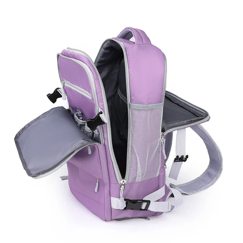 Women Travel Backpack Water Repellent Daypack Teenage Girls USB Charging Laptop Schoolbag With Luggage Strap Shoes Bag XA337C