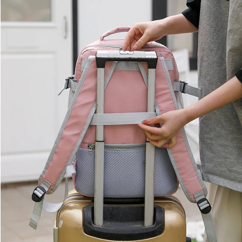 Women Travel Backpack Water Repellent Daypack Teenage Girls USB Charging Laptop Schoolbag With Luggage Strap Shoes Bag XA337C