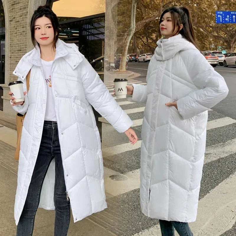 Women Winter Jacket 2023 New Women Cotton Padded Jacket Korean Loose Hooded Cotton Coat Long Parkas Loose Oversize Outwear