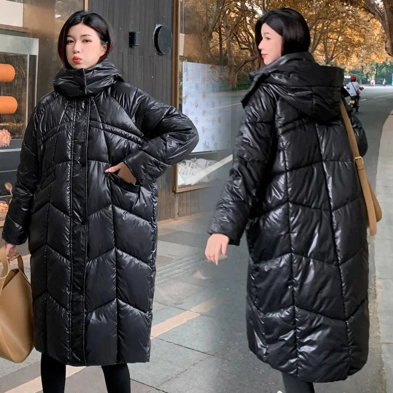 Women Winter Jacket 2023 New Women Cotton Padded Jacket Korean Loose Hooded Cotton Coat Long Parkas Loose Oversize Outwear