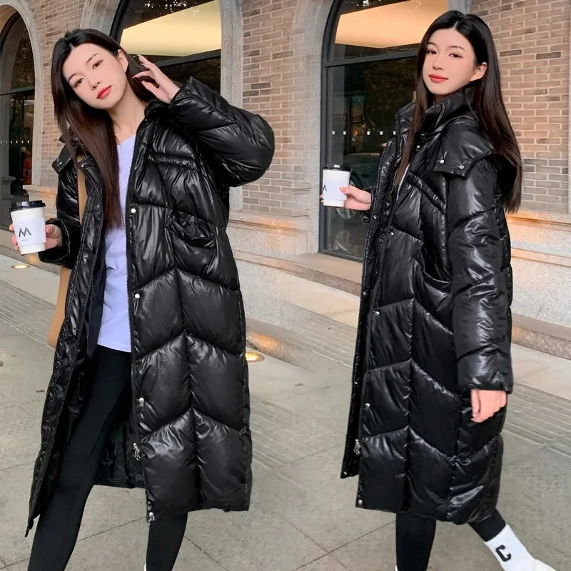 Women Winter Jacket 2023 New Women Cotton Padded Jacket Korean Loose Hooded Cotton Coat Long Parkas Loose Oversize Outwear