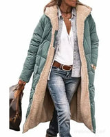 Women's 2024 Warm Winter Coats Reversible Sherpa Fleece Long Hooded Puffer Jackets Outerwear 142857